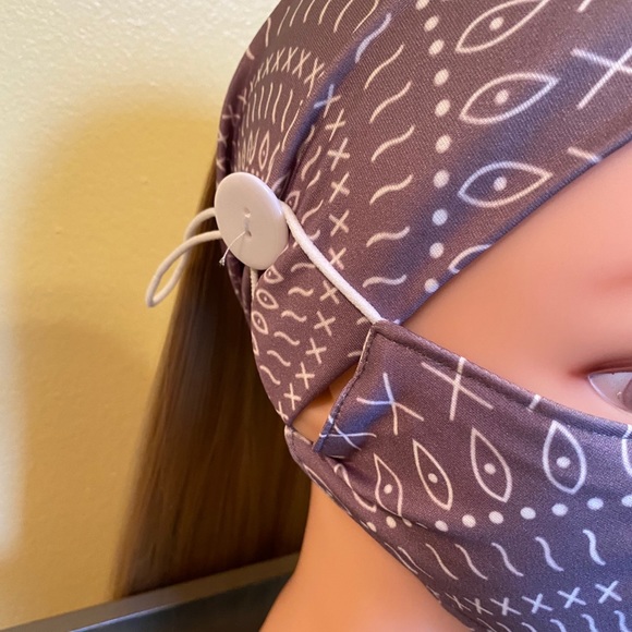 Aztec Gray Head-Wrap Face Mask - Picture 2 of 4